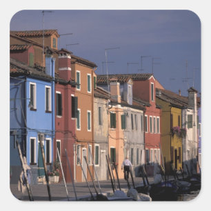 Europe, Italy, Venice. Multi, coloured houses Square Sticker
