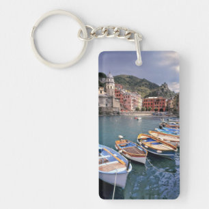 Europe, Italy, Vernazza. Brightly painted boats Key Ring