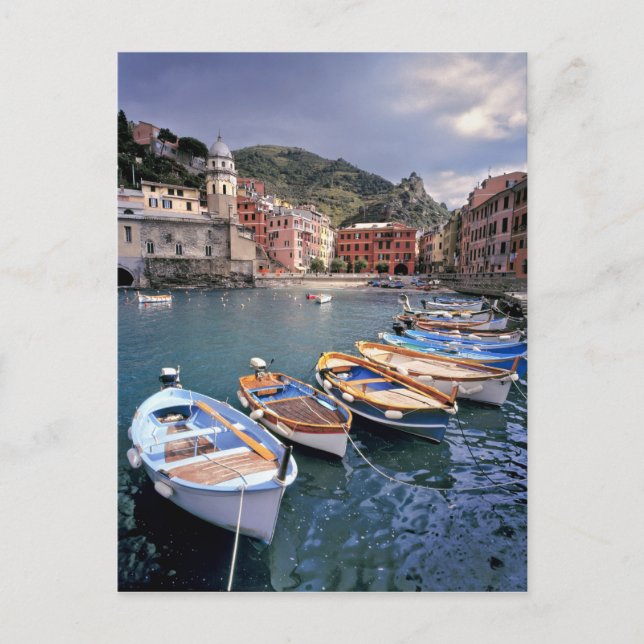 Europe, Italy, Vernazza. Brightly painted boats Postcard (Front)