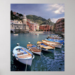 Europe, Italy, Vernazza. Brightly painted boats Poster