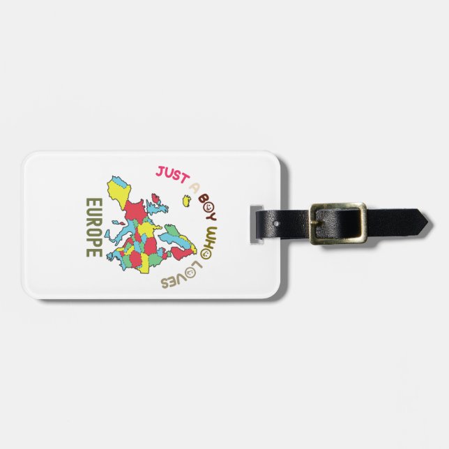 Europe Map and Flag Luggage Tag (Front Horizontal)