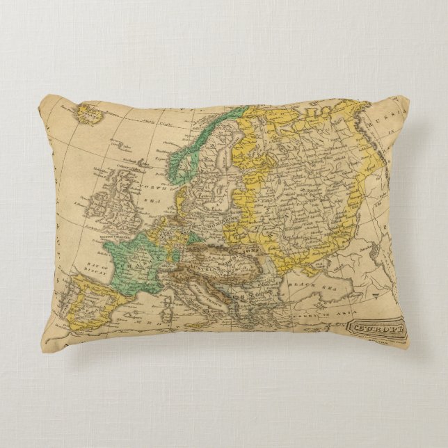 Europe  Map by Worcester Decorative Cushion (Front)