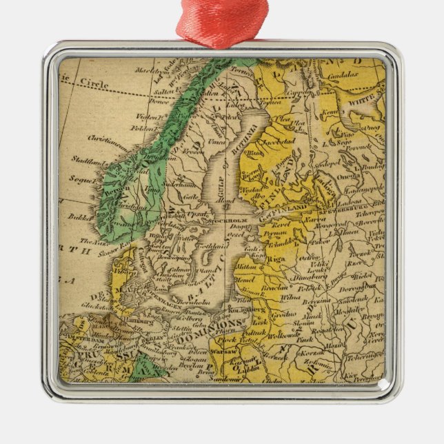 Europe  Map by Worcester Metal Tree Decoration (Front)