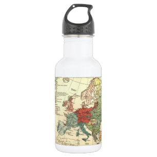 Europe Map Countries World Antique 532 Ml Water Bottle