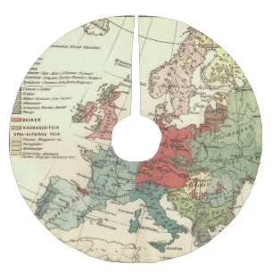 Europe Map Countries World Antique Brushed Polyester Tree Skirt