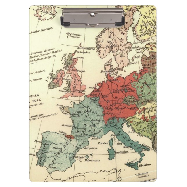 Europe Map Countries World Antique Clipboard (Front)