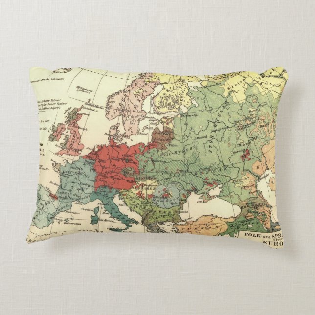 Europe Map Countries World Antique Decorative Cushion (Back)