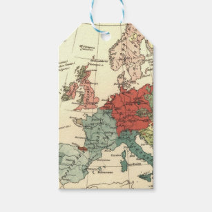 Europe Map Countries World Antique Gift Tags
