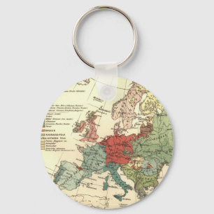 Europe Map Countries World Antique Key Ring