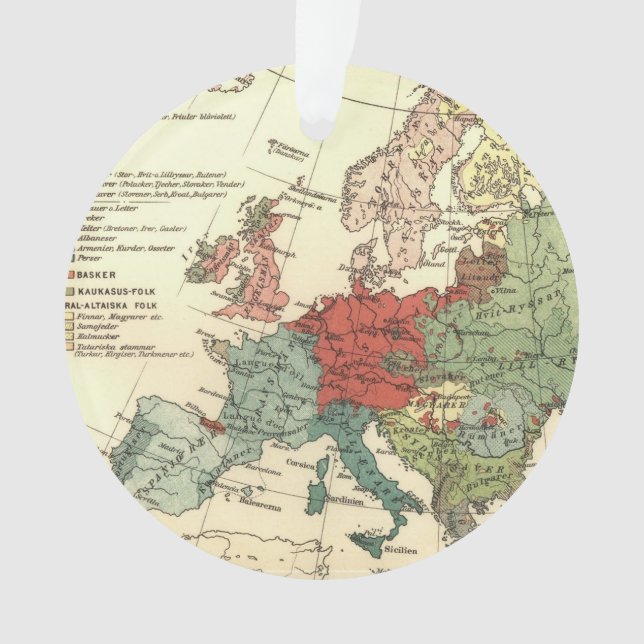 Europe Map Countries World Antique Ornament (Front)