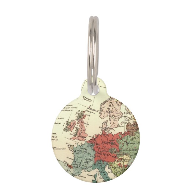 Europe Map Countries World Antique Pet Tag (Front)