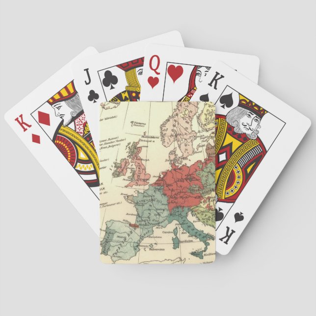 Europe Map Countries World Antique Playing Cards (Back)