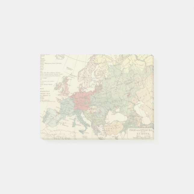Europe Map Countries World Antique Post-it Notes (Front)