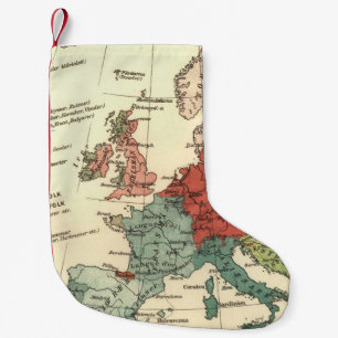Europe Map Countries World Antique Small Christmas Stocking
