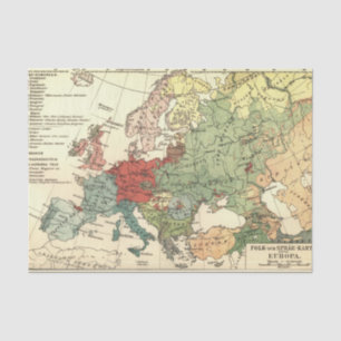 Europe Map Countries World Antique Tissue Paper