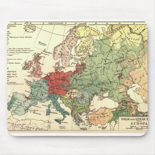 Europe Map Countries World Vintage Mouse Mat (Front)