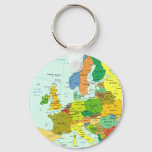 Europe map key ring