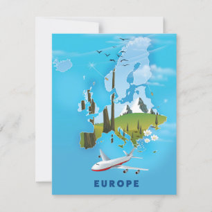 Europe Map landscape travel poster
