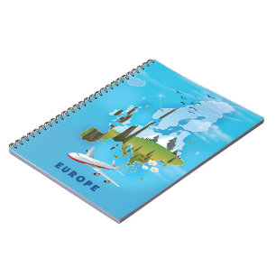 Europe Map landscape travel poster Notebook