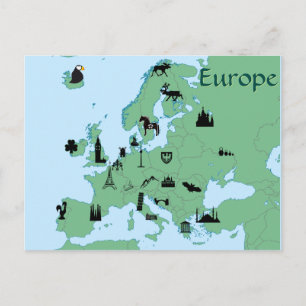 Europe Map Postcard