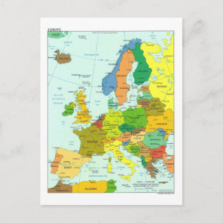 Europe map postcard