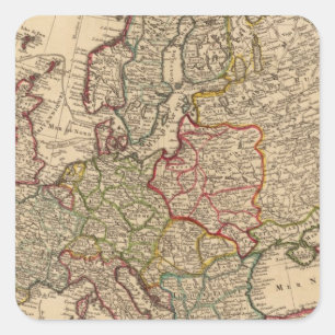Europe map square sticker