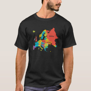 Europe Map with Country Names Geography T-Shirt