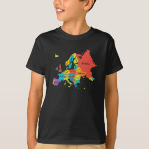 Europe Map with Country Names Geography T-Shirt