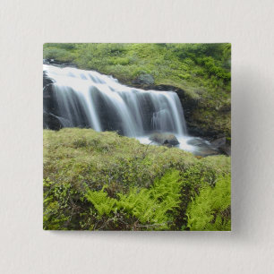 Europe, Norway. Waterfall. 15 Cm Square Badge