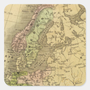 Europe Olney Map Square Sticker