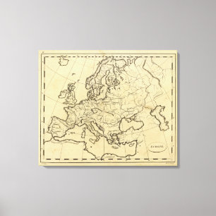 Europe outline map canvas print