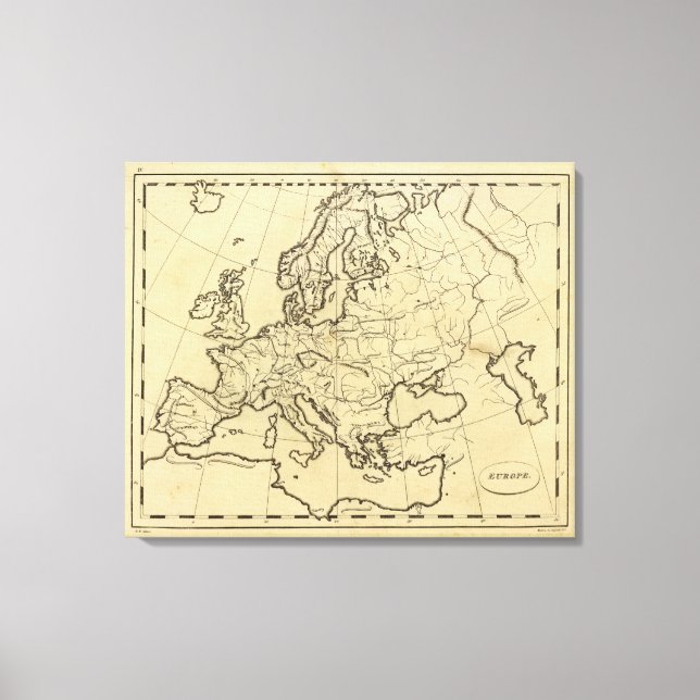 Europe outline map canvas print (Front)