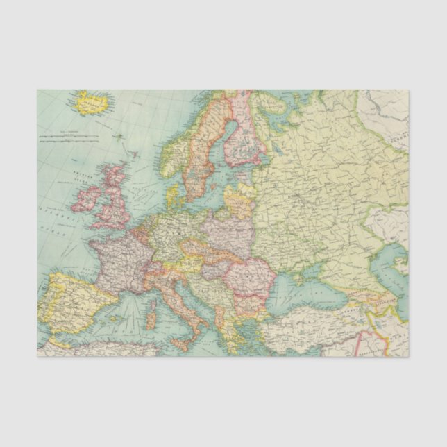 Europe political Map Tissue Paper (Front)