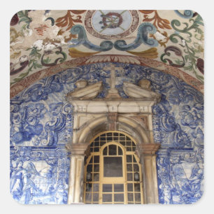 Europe, Portugal, Obidos. Colourful architectural Square Sticker