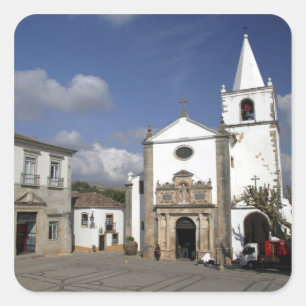Europe, Portugal, Obidos. Santa Maria Church in Square Sticker