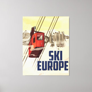 Europe Skiing vintage travel poster. Canvas Print