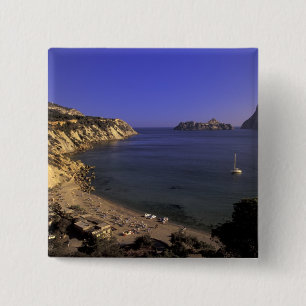 Europe, Spain, Balearics, Ibiza, Cala d'Hort 15 Cm Square Badge