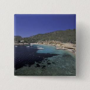 Europe, Spain, Balearics, Ibiza, Cala Salada. 15 Cm Square Badge