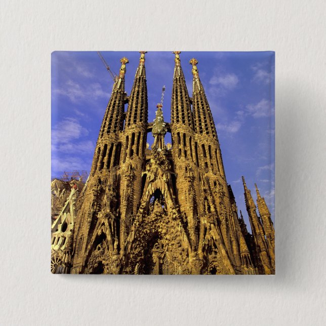Europe, Spain, Barcelona, Sagrada Familia 15 Cm Square Badge (Front)
