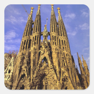 Europe, Spain, Barcelona, Sagrada Familia Square Sticker