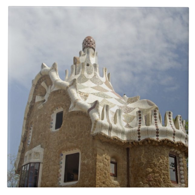 Europe, Spain, Catalunya, Barcelona. Park Guell, Tile (Front)