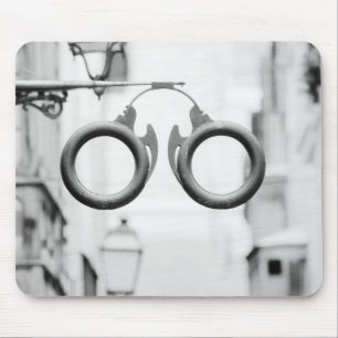 Europe, Spain, Mallorca. Eyeglass shop sign, Mouse Mat