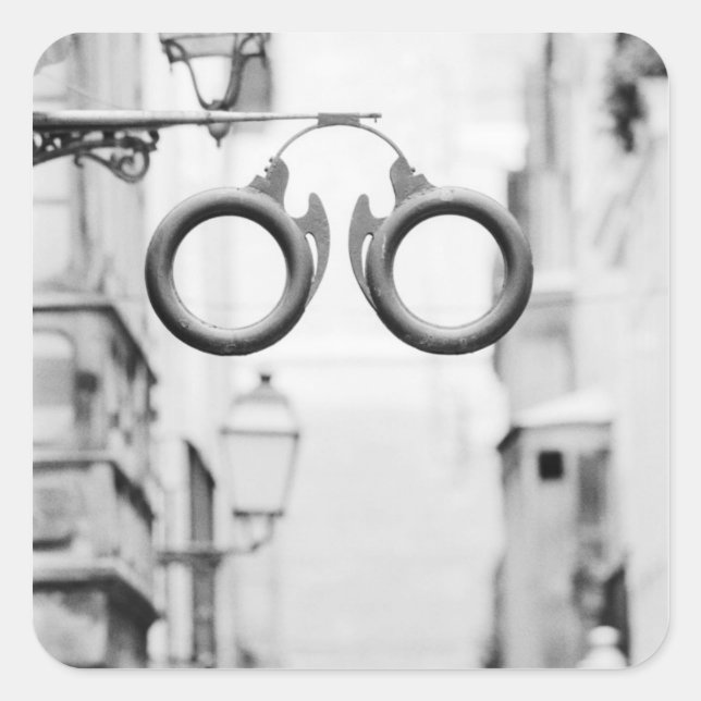 Europe, Spain, Mallorca. Eyeglass shop sign, Square Sticker (Front)