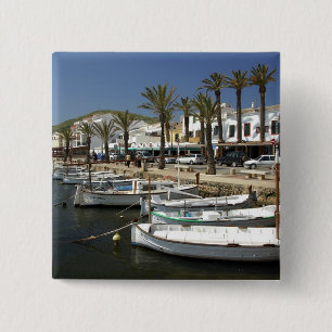 Europe, Spain, Minorca (aka Menorca). Fishing 15 Cm Square Badge
