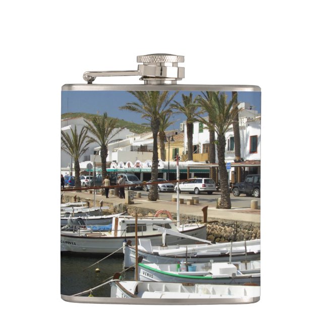 Europe, Spain, Minorca (aka Menorca). Fishing Hip Flask (Front)