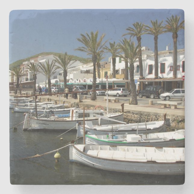 Europe, Spain, Minorca (aka Menorca). Fishing Stone Coaster (Front)