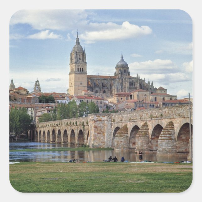 Europe, Spain, Salamanca. The Roman bridge over Square Sticker (Front)