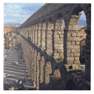 Europe, Spain, Segovia. Late light casts shadows Tile