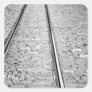 Europe, Switzerland, Bern. Tram tracks, Square Sticker
