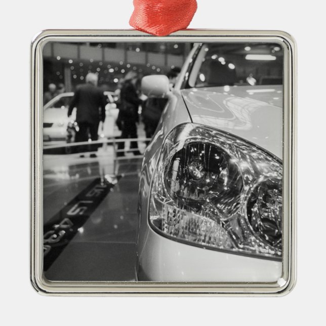 Europe, Switzerland, Geneva. Geneva Motor Show; 2 Metal Tree Decoration (Front)